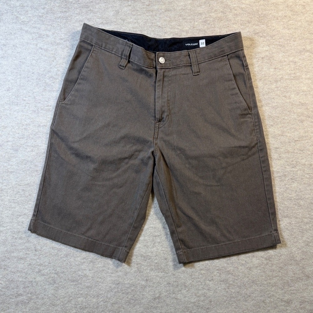 Volcom Frickin Modern Fit Chino Shorts Mens 32 Grey Charcoal Stretch A0911703